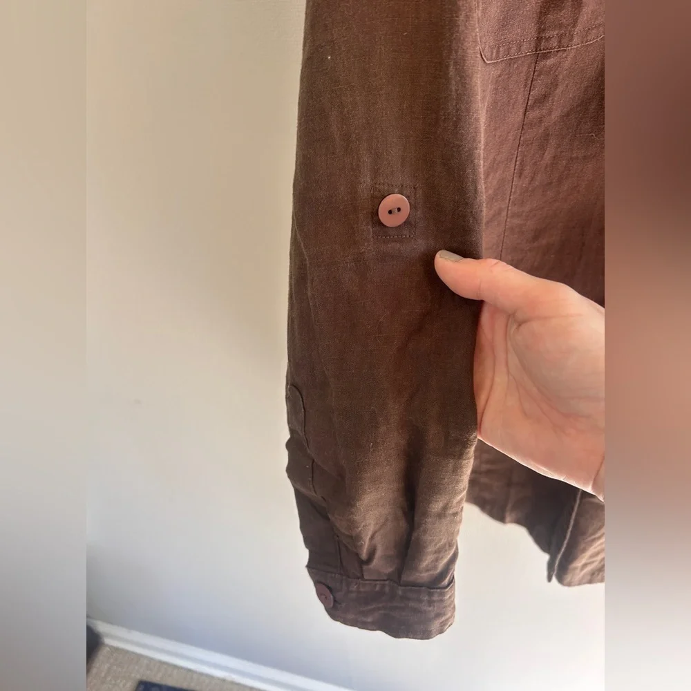 Y2K WEAR IT Brown Oversized Linen Tunic Shirt Jacket Lagenlook Earthy Boho Sz 0 - Picture 10 of 14